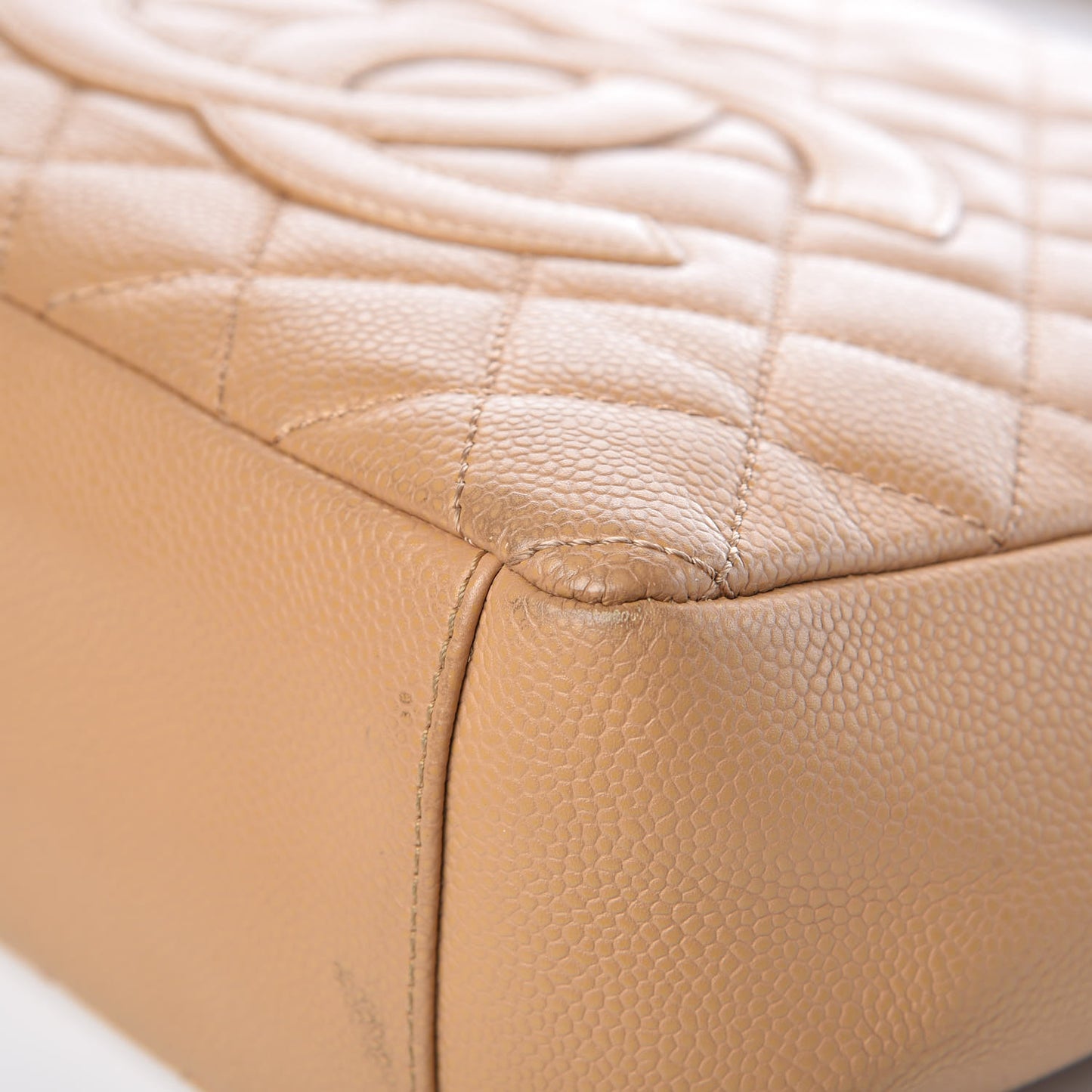 Caviar Quilted Petit Shopping Tote PST Dark Beige