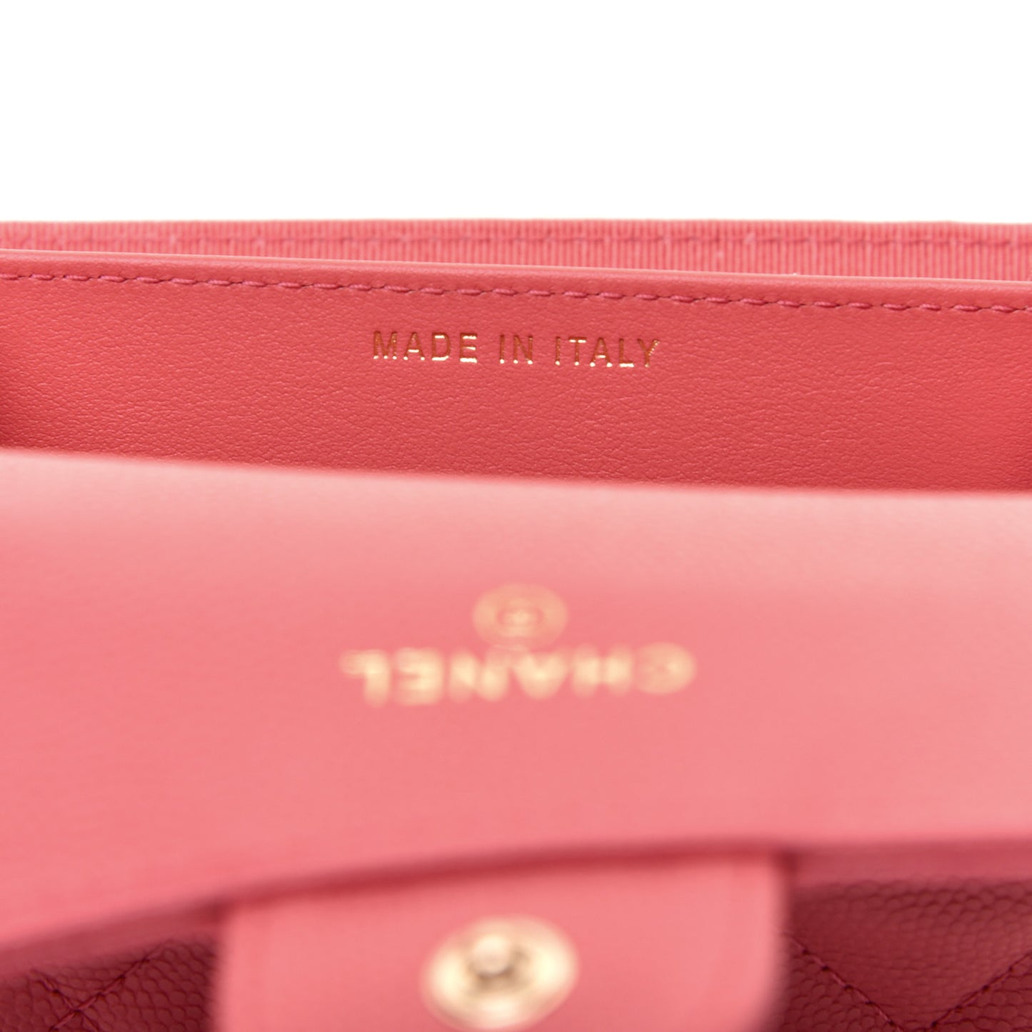 Caviar Quilted Flap Card Holder Wallet Pink