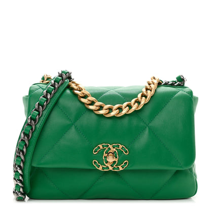 Chanel Lambskin Quilted Medium Chanel 19 Flap Green 1 of 11