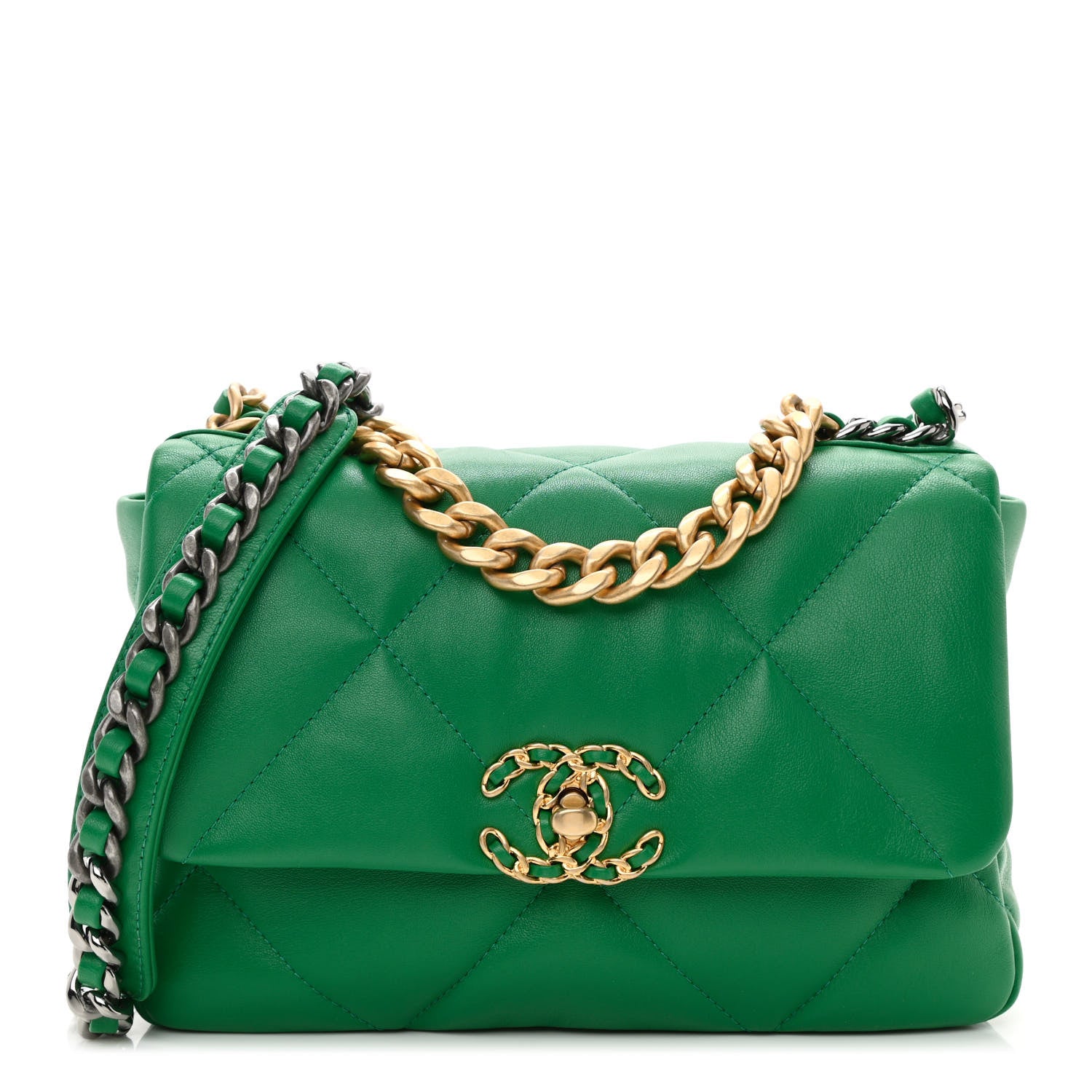 Chanel Lambskin Quilted Medium Chanel 19 Flap Green 1 of 10