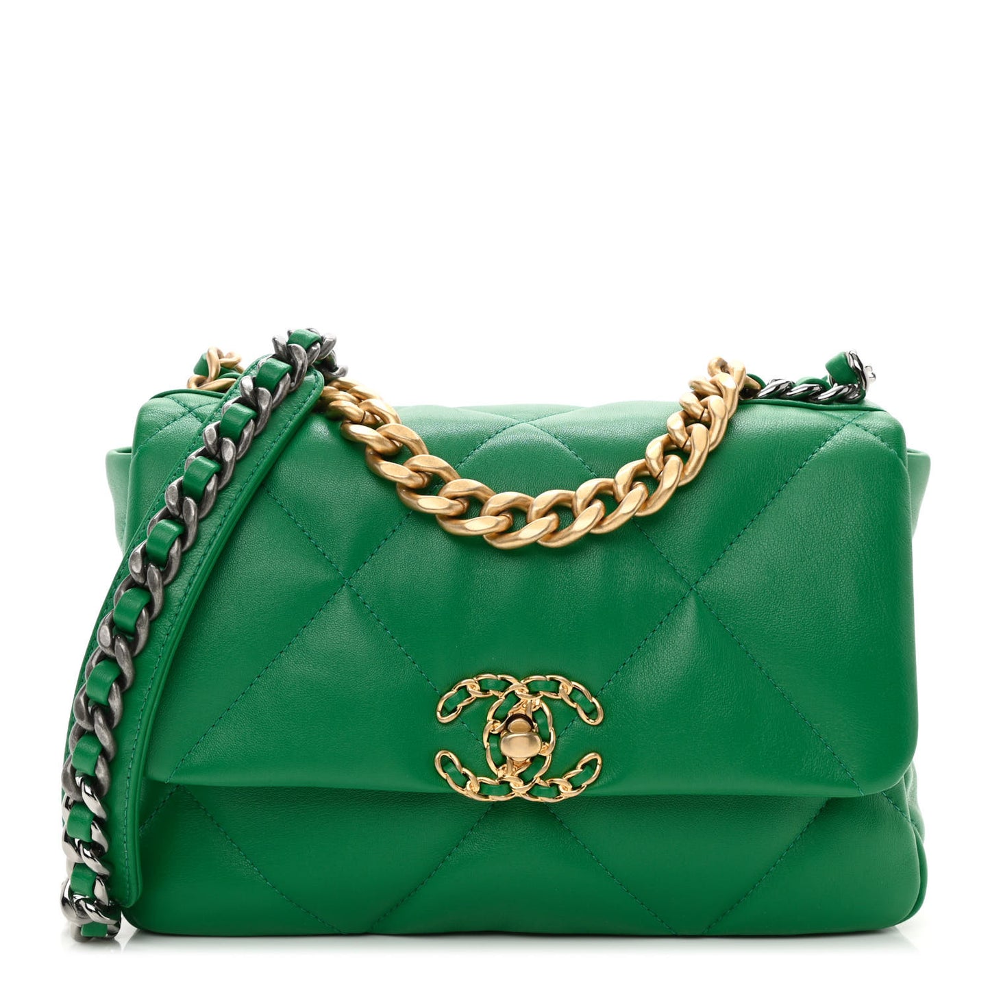 Lambskin Quilted Medium Chanel 19 Flap Green