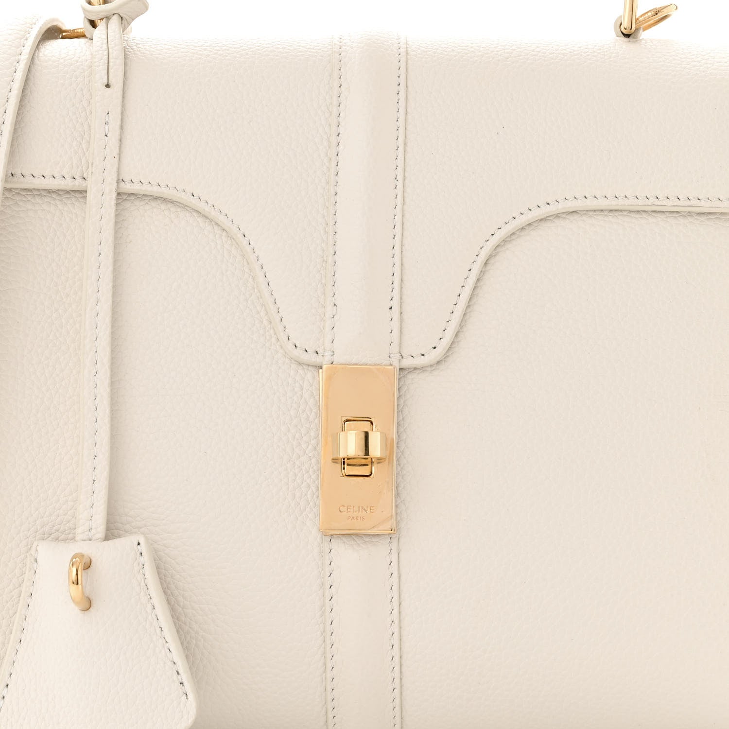 Celine Grained Calfskin Small 16 Top Handle Bag White 11 of 14
