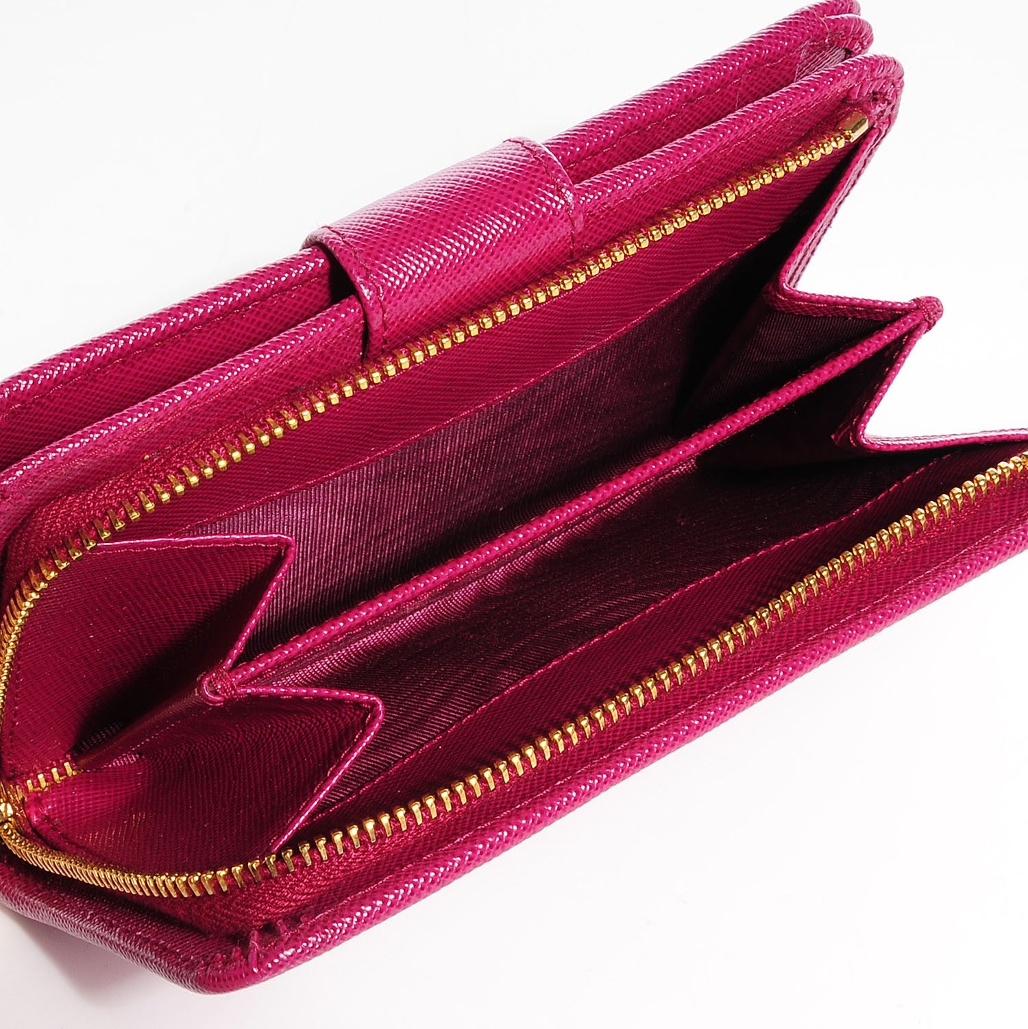 Prada Saffiano Metal Compact Wallet Ibisco 6 of 10