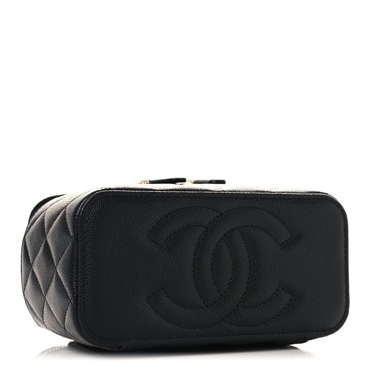 Caviar Quilted Small Vanity Case With Chain Black