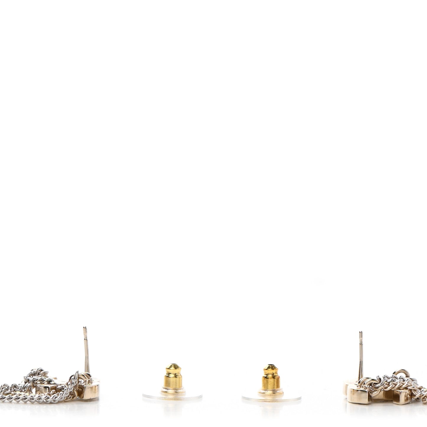 Crystal Chain CC Earrings Gold