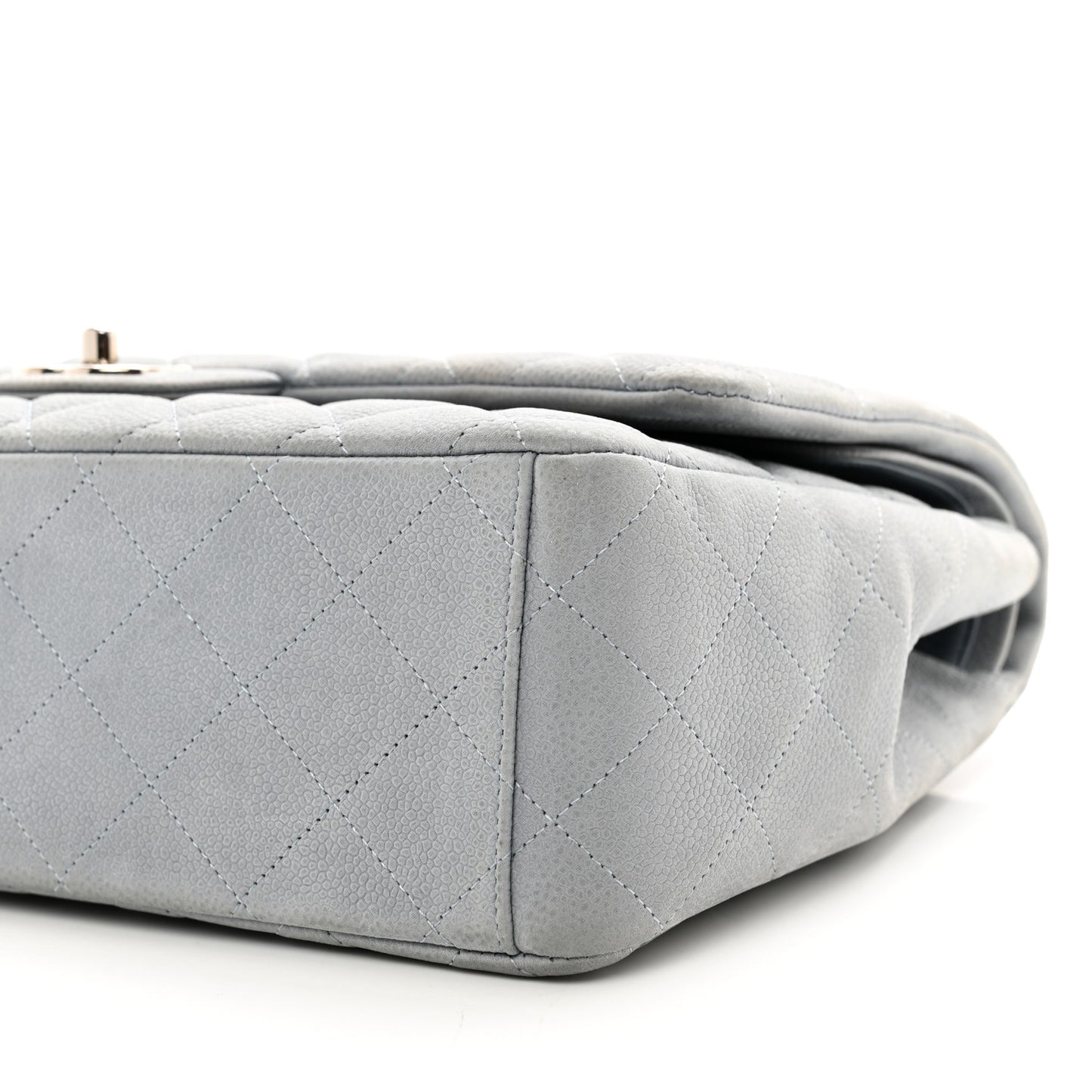 Iridescent Caviar Quilted Maxi Double Flap Grey