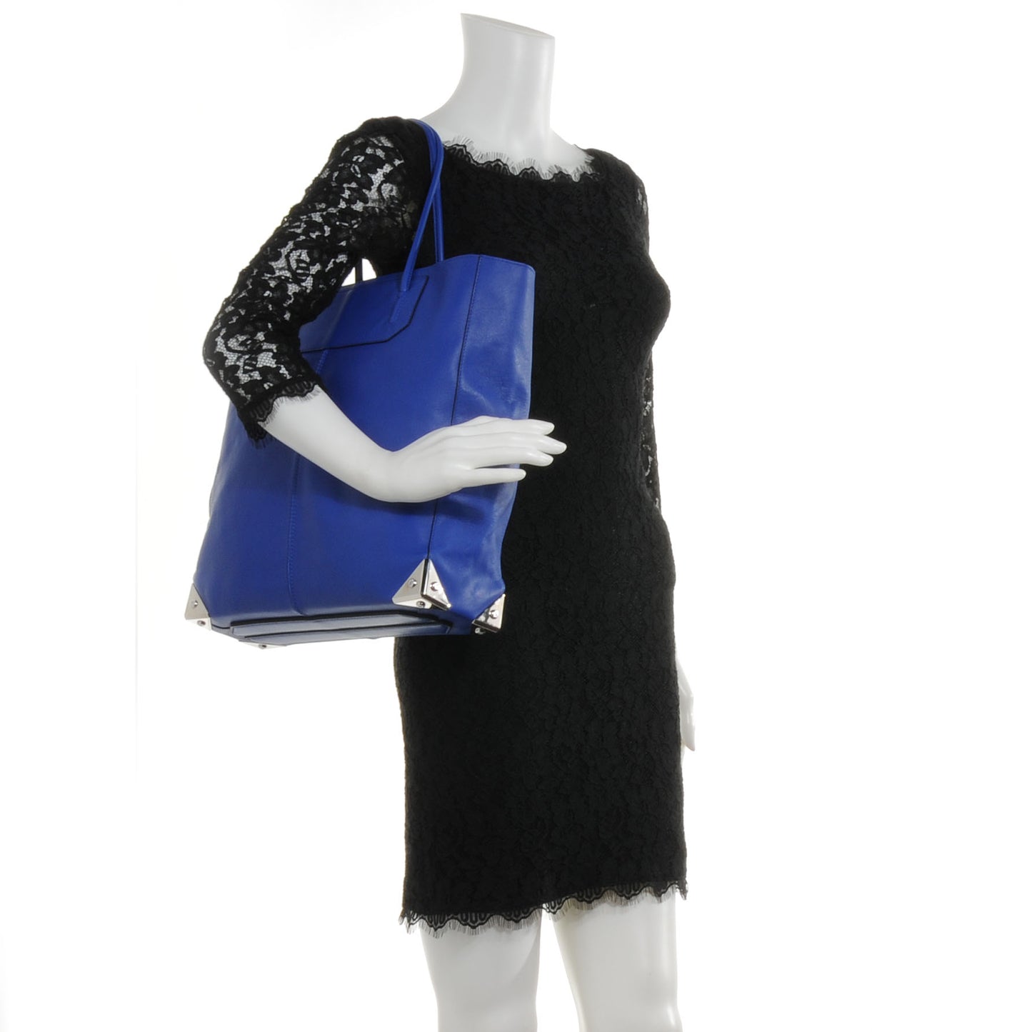 Leather Prisma Tote Electric Blue