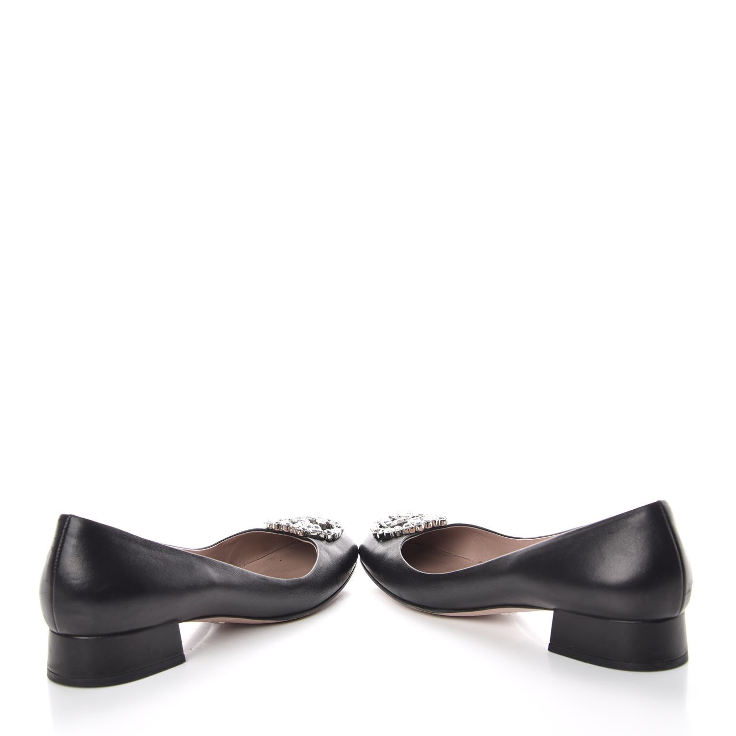 Gucci Nappa Crystal Interlocking G Low Heel Pumps 38 Black 6 of 14