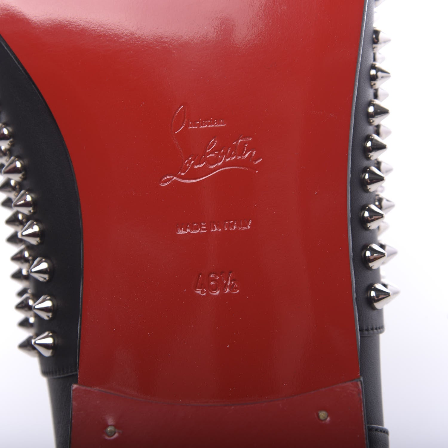 Christian Louboutin Calfskin Spike Mens Freddy Flat 46.5 Black 6 of 10