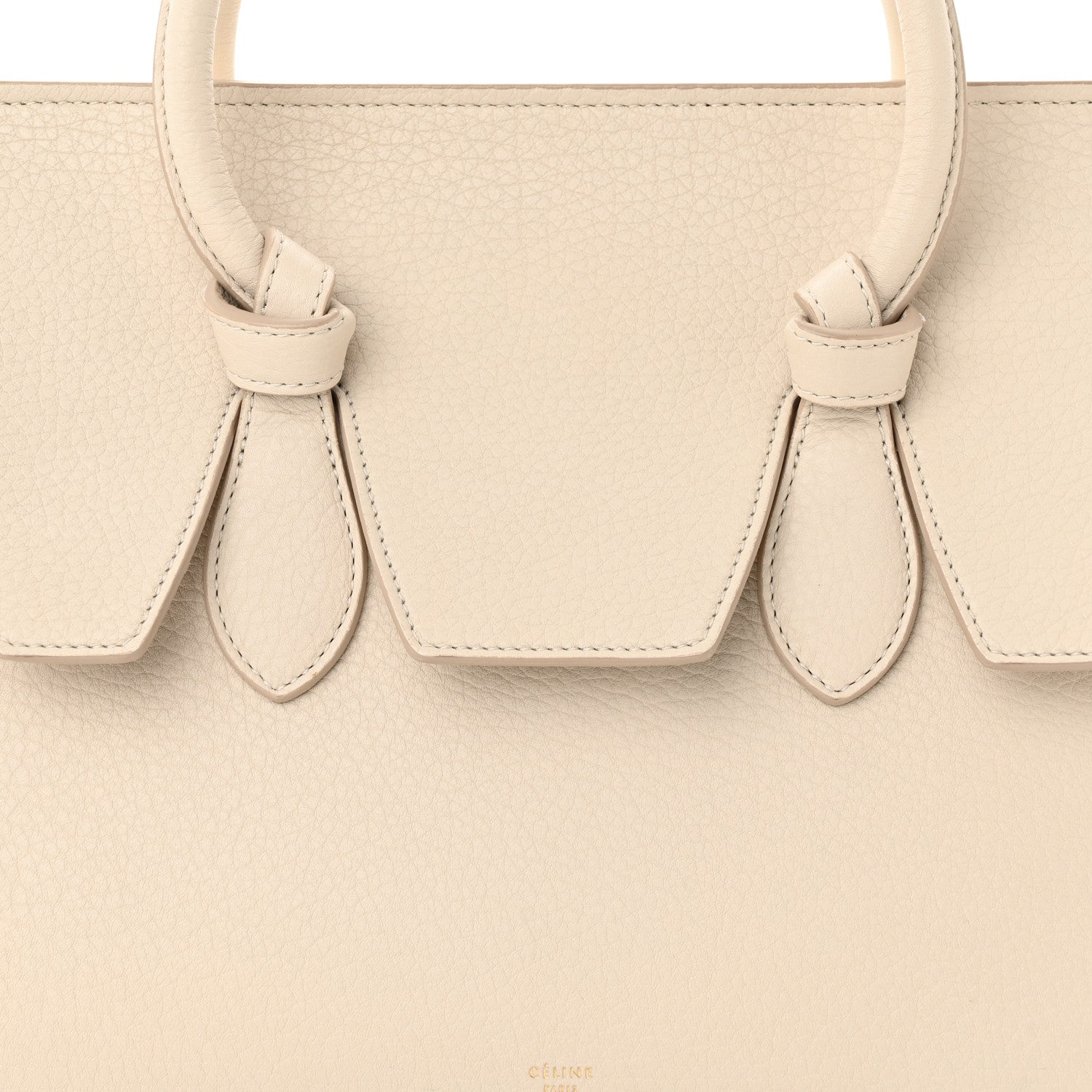 Celine Crisped Calfskin Mini Tie Knot Tote Chalk 7 of 11