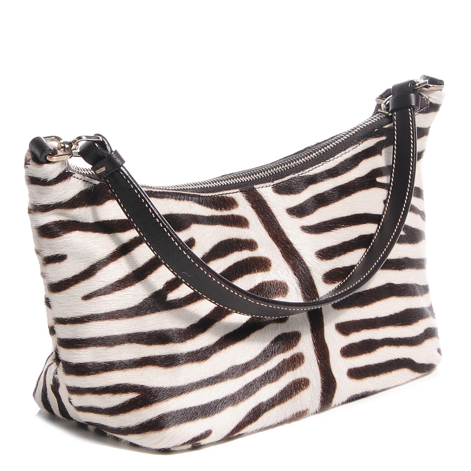 Prada Calf Hair Zebra Print Shoulder Bag White Moro 3 of 7