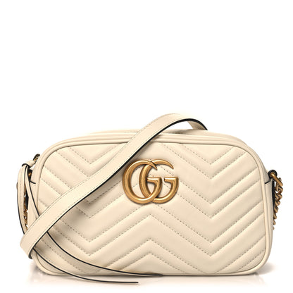 Gucci Calfskin Matelasse Small GG Marmont Chain Shoulder Bag White 1 of 10