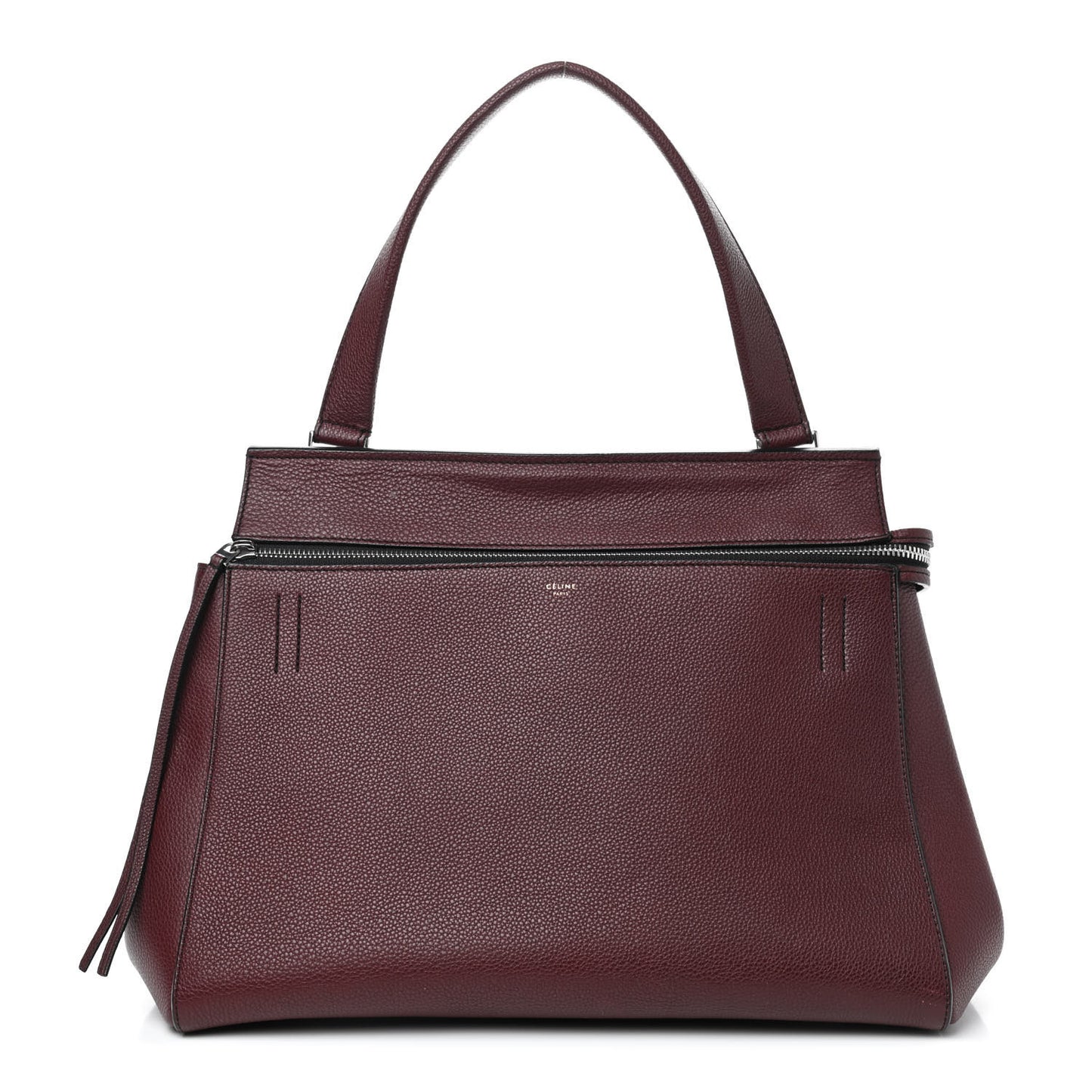 Drummed Calfskin Medium Edge Shoulder Bag Wine