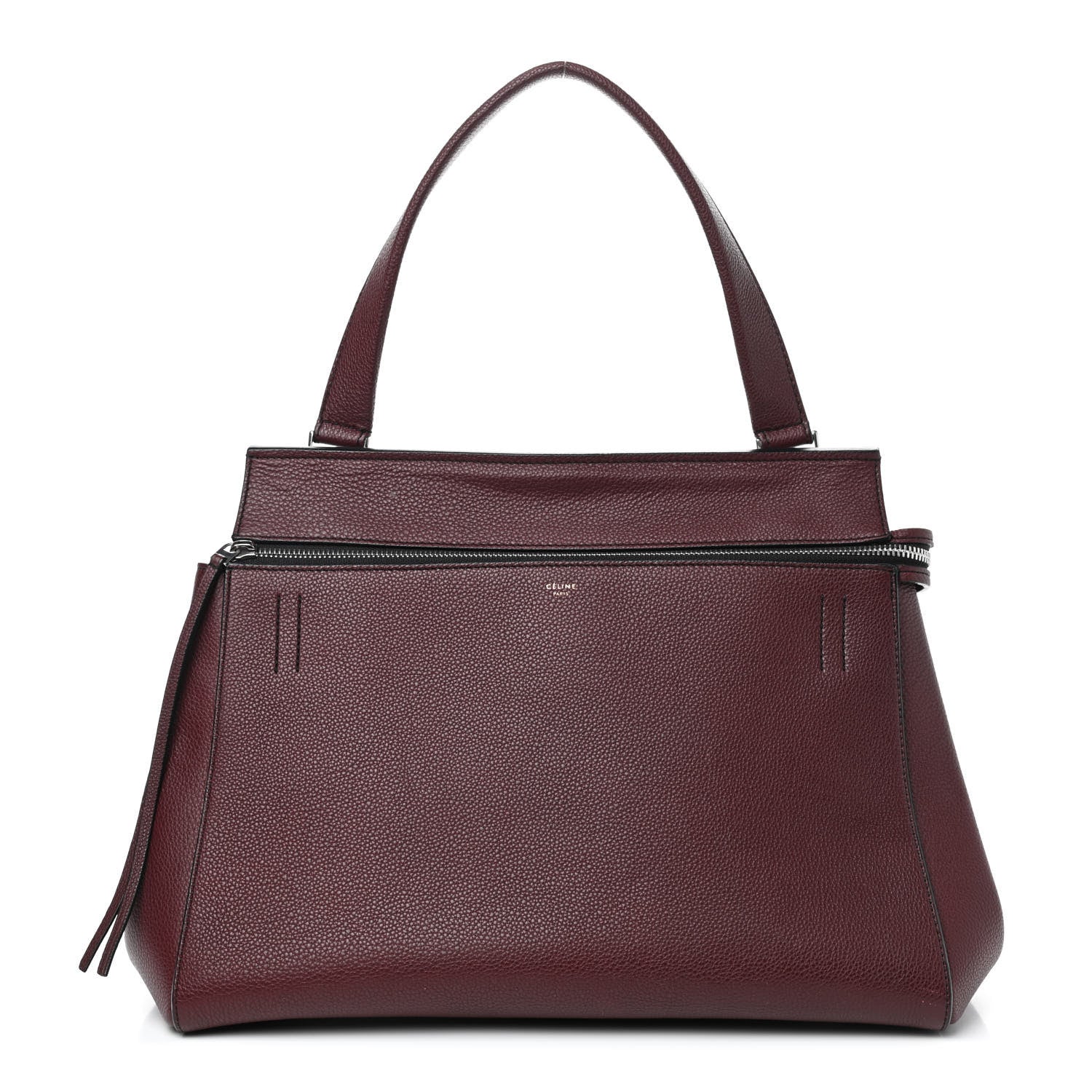 Celine Drummed Calfskin Medium Edge Shoulder Bag Wine 1 of 14