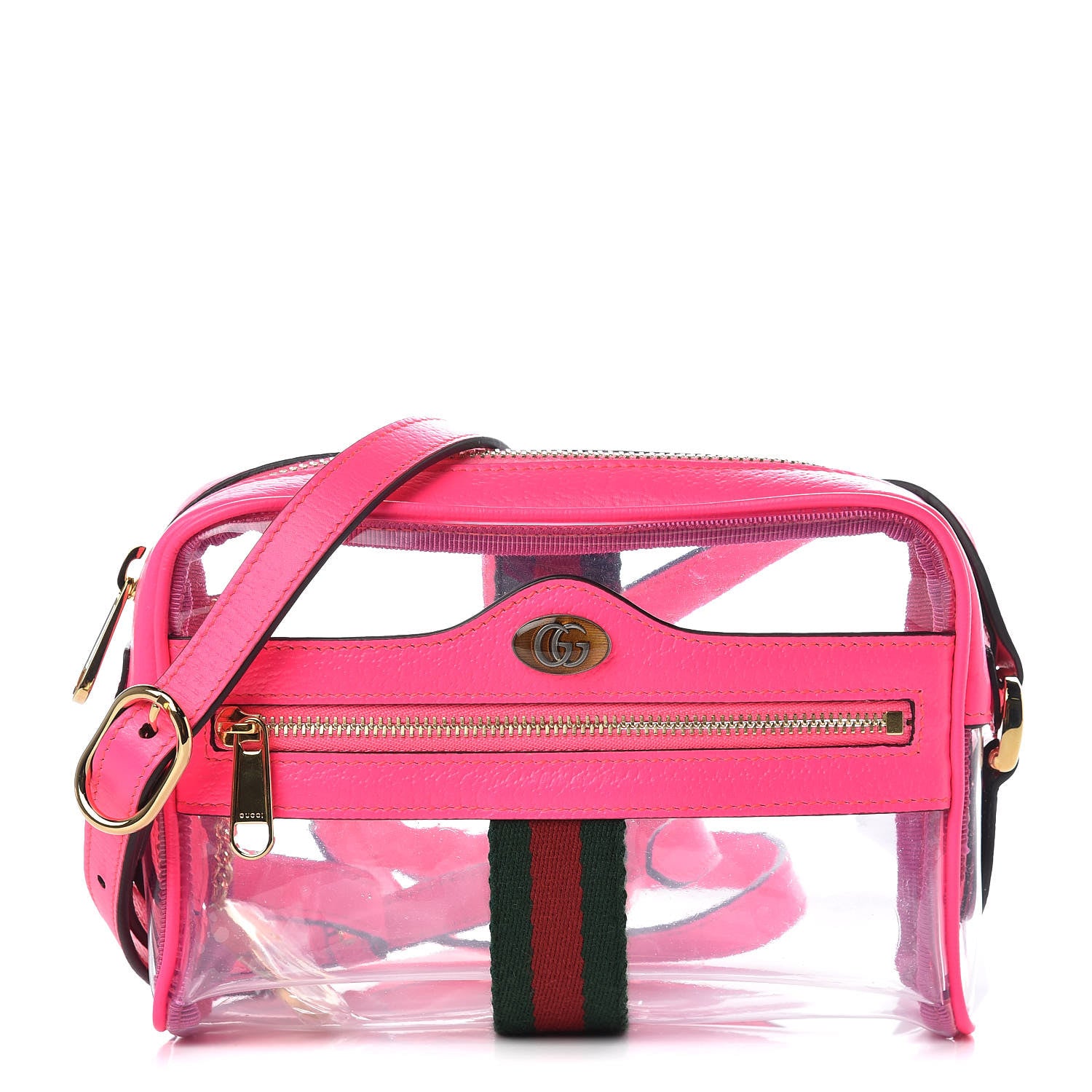Gucci Vinyl Web Mini Ophidia Transparent Shoulder Bag Fluorescent Fuchsia 1 of 9