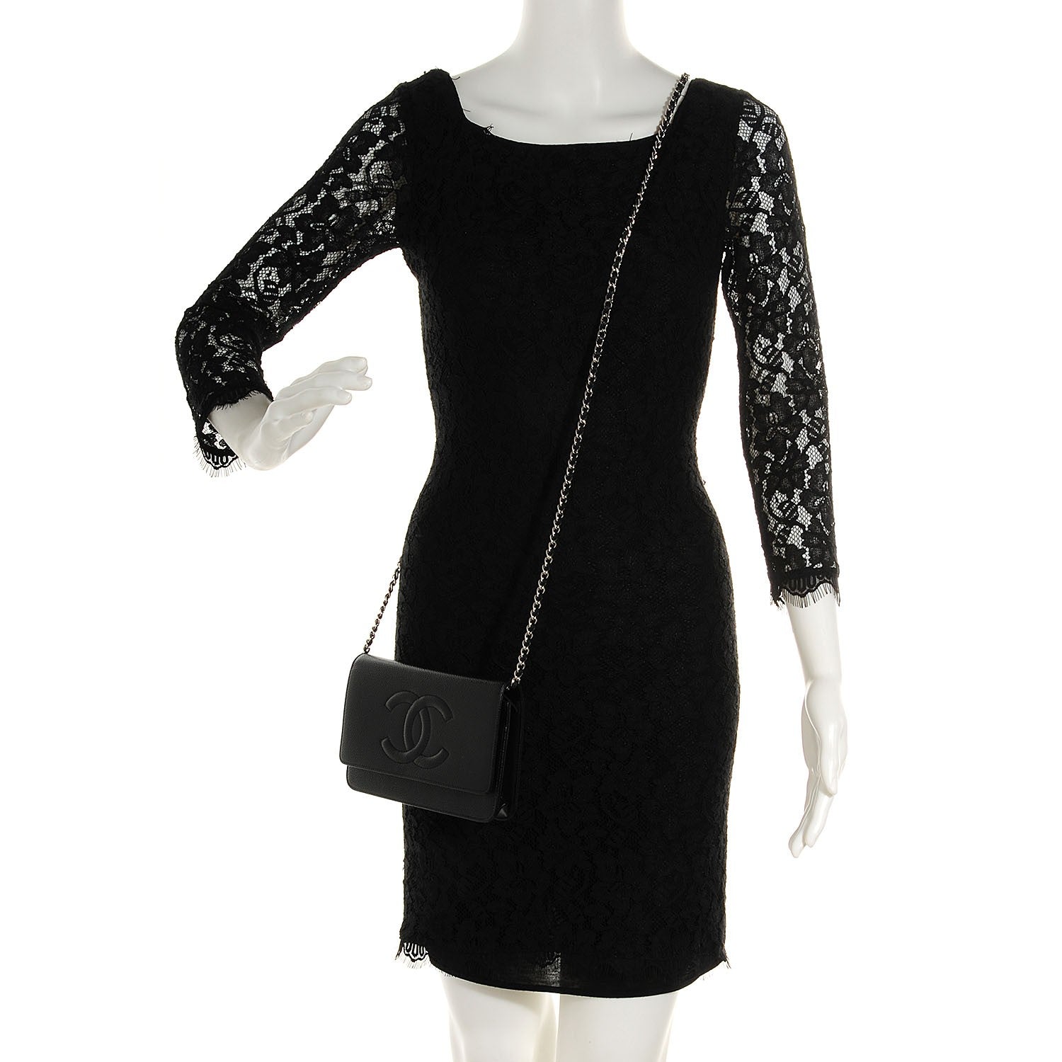 Chanel Caviar Timeless CC Wallet on Chain WOC Black 2 of 9