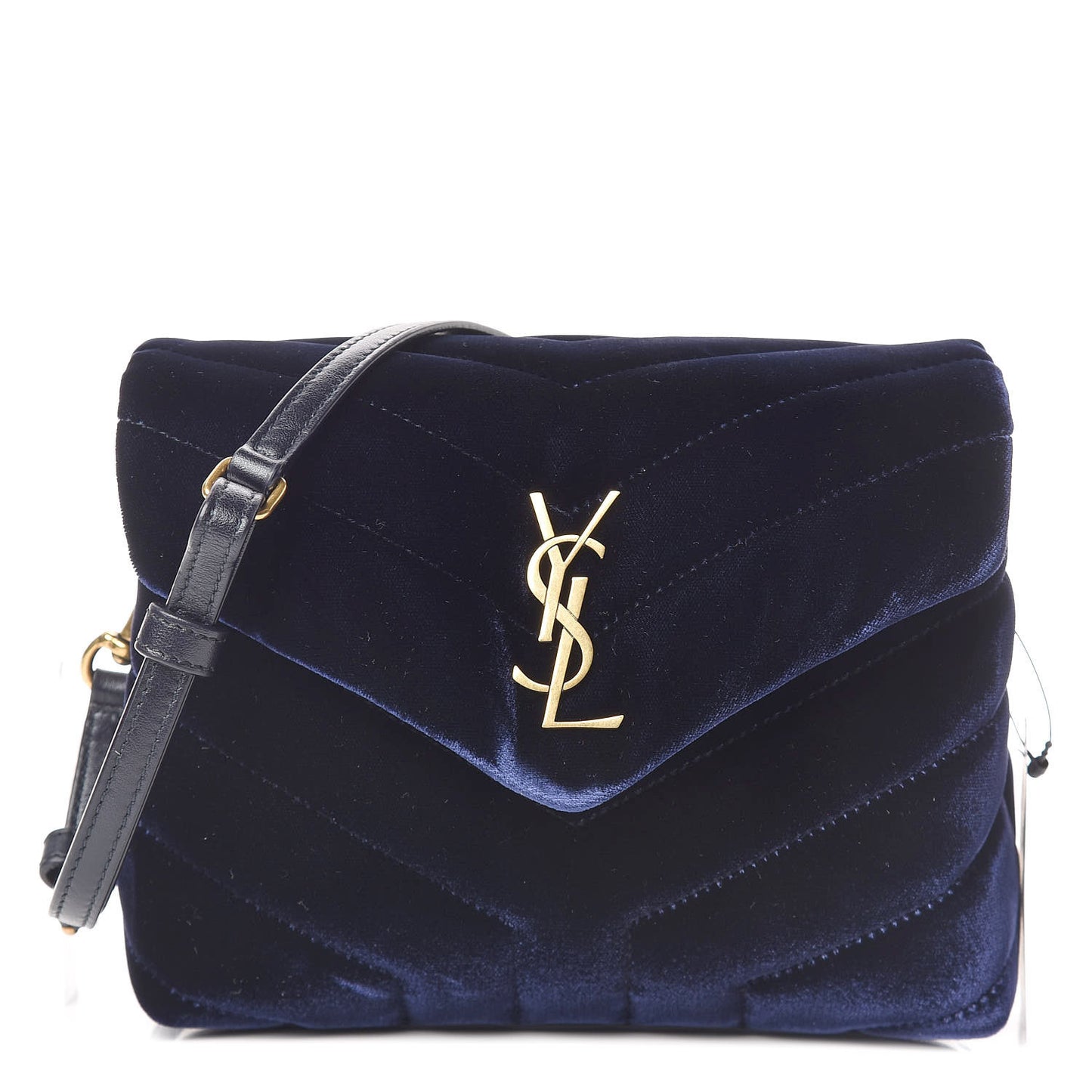 Velvet Y Quilted Monogram Toy Loulou Crossbody Bag Navy