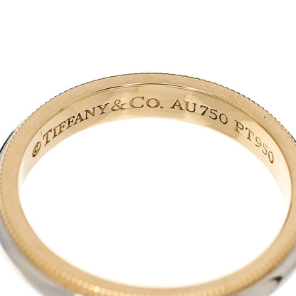 Tiffany Platinum 18K Yellow Gold 3.5mm Milgrain Wedding Band Ring 54 7 4 of 4