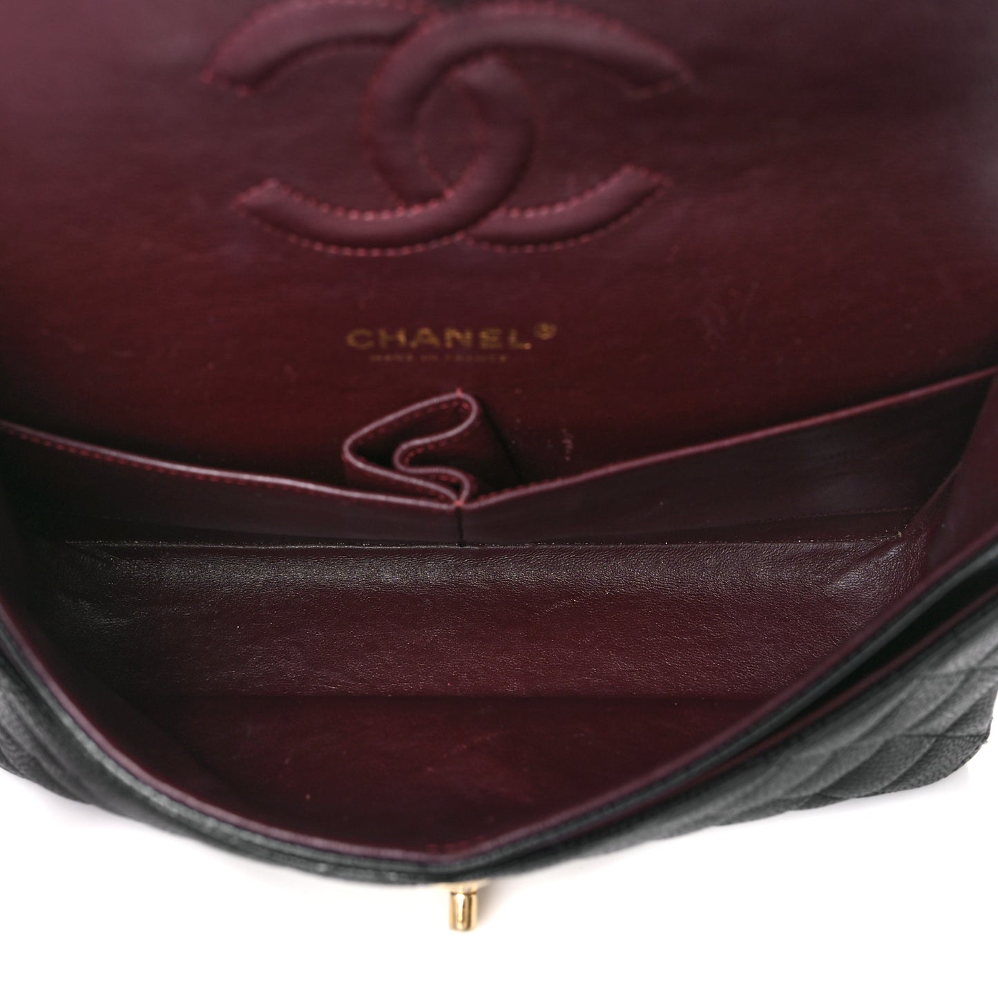 Caviar Quilted Medium Double Flap Black