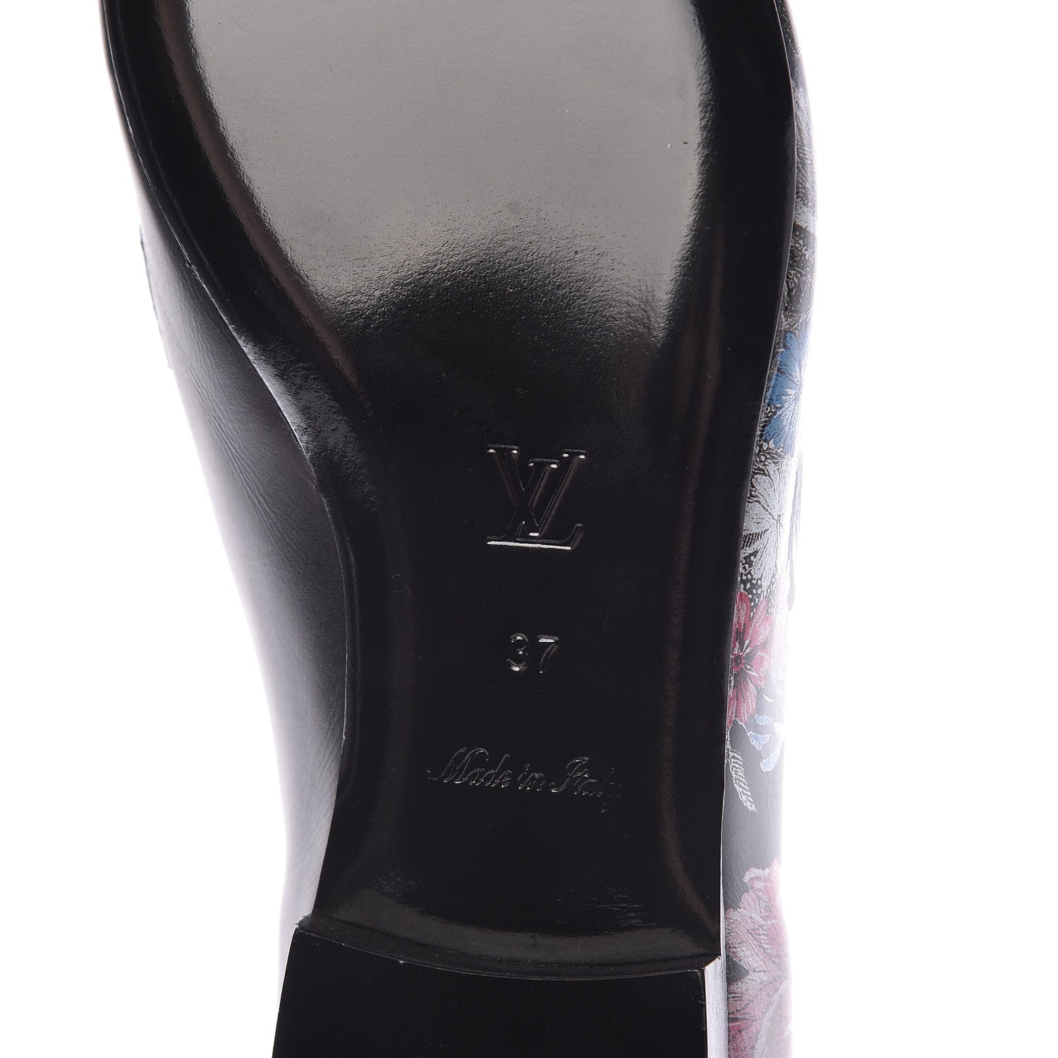 Louis Vuitton Calfskin Flowers Upper Case Flat Loafer 37 Black Multicolor 6 of 7
