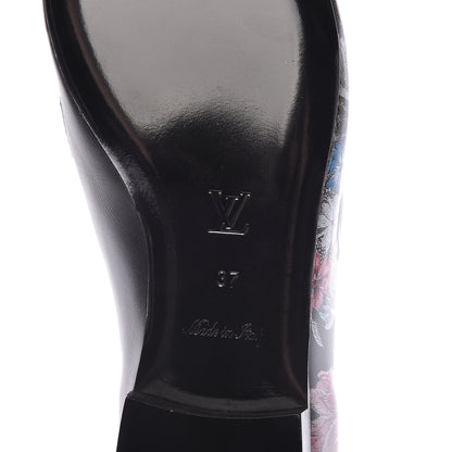 Louis Vuitton Calfskin Flowers Upper Case Flat Loafer 37 Black Multicolor 6 of 7