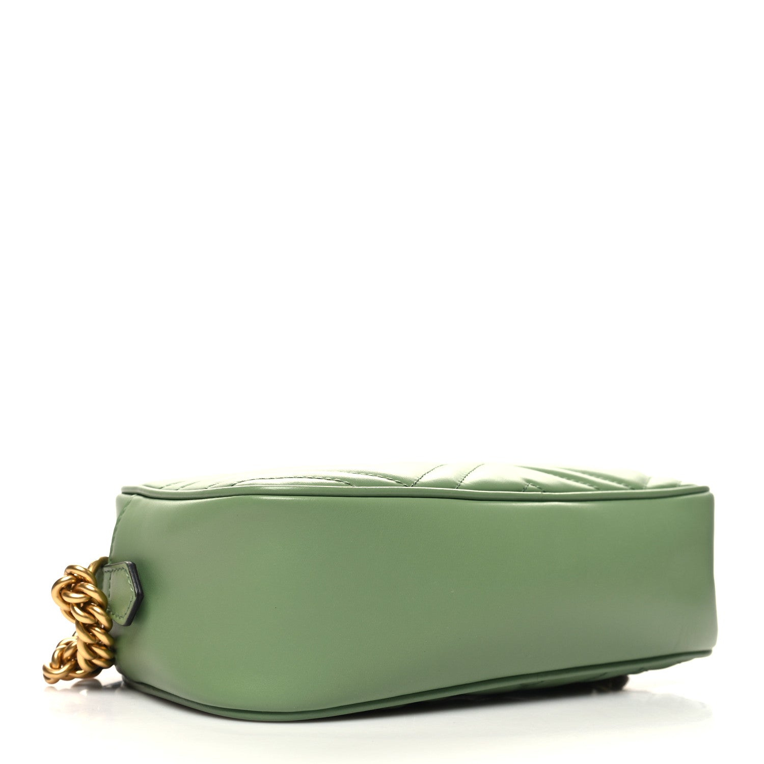 Gucci Calfskin Matelasse Chevron Small GG Marmont Chain Shoulder Bag Salamander Green 4 of 10