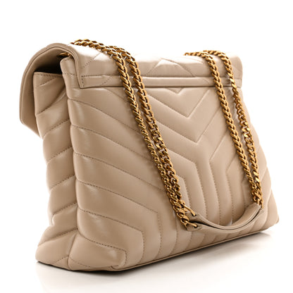 Saint Laurent Calfskin Y Quilted Monogram Medium Loulou Chain Satchel Dark Beige 3 of 10