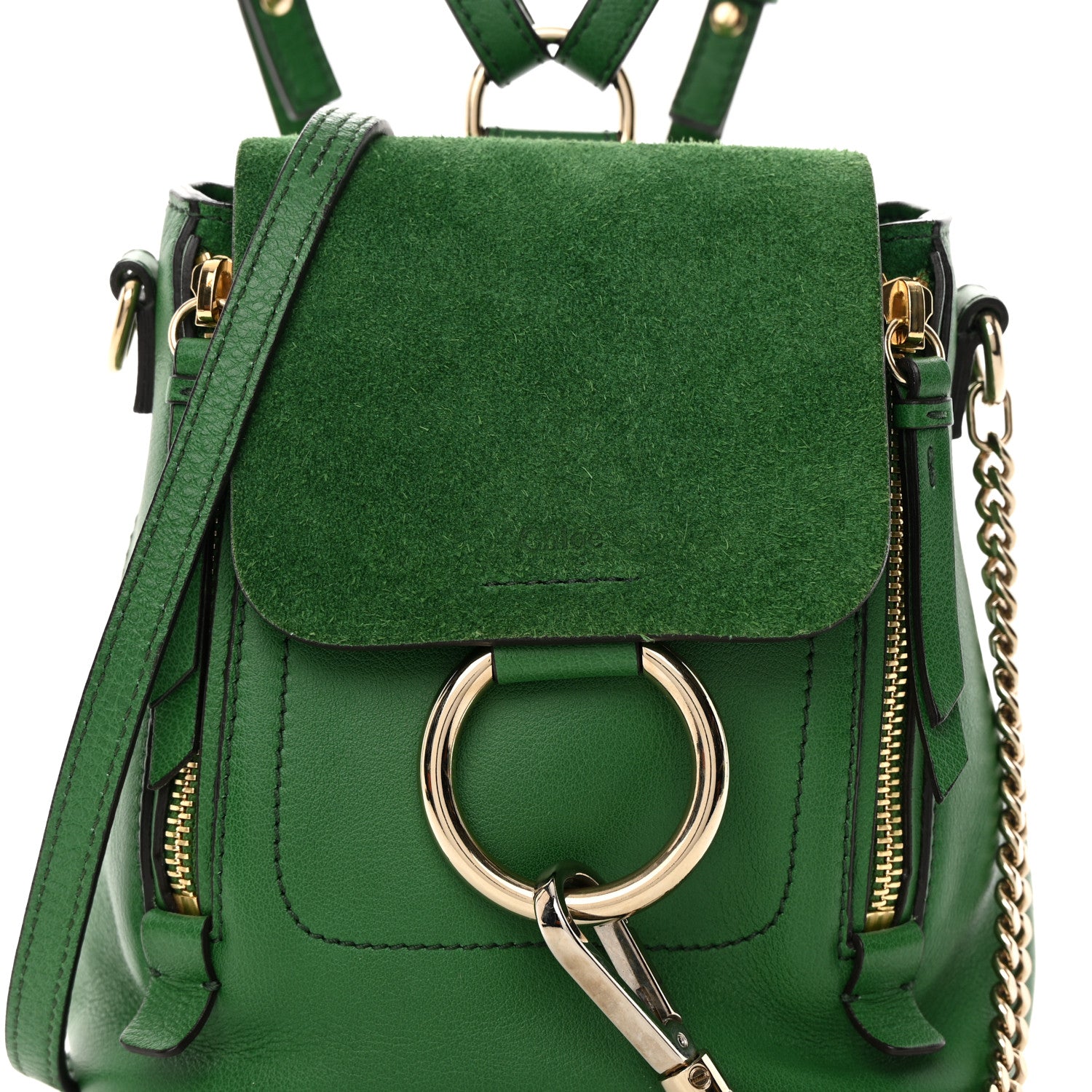 Chloe Suede Calfskin Mini Faye Backpack Pine Green 8 of 13