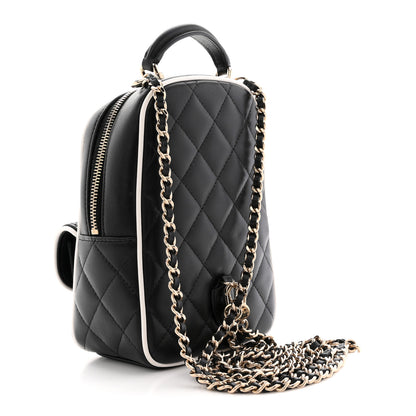 Chanel Lambskin Quilted Mini Backpack Black White 3 of 12