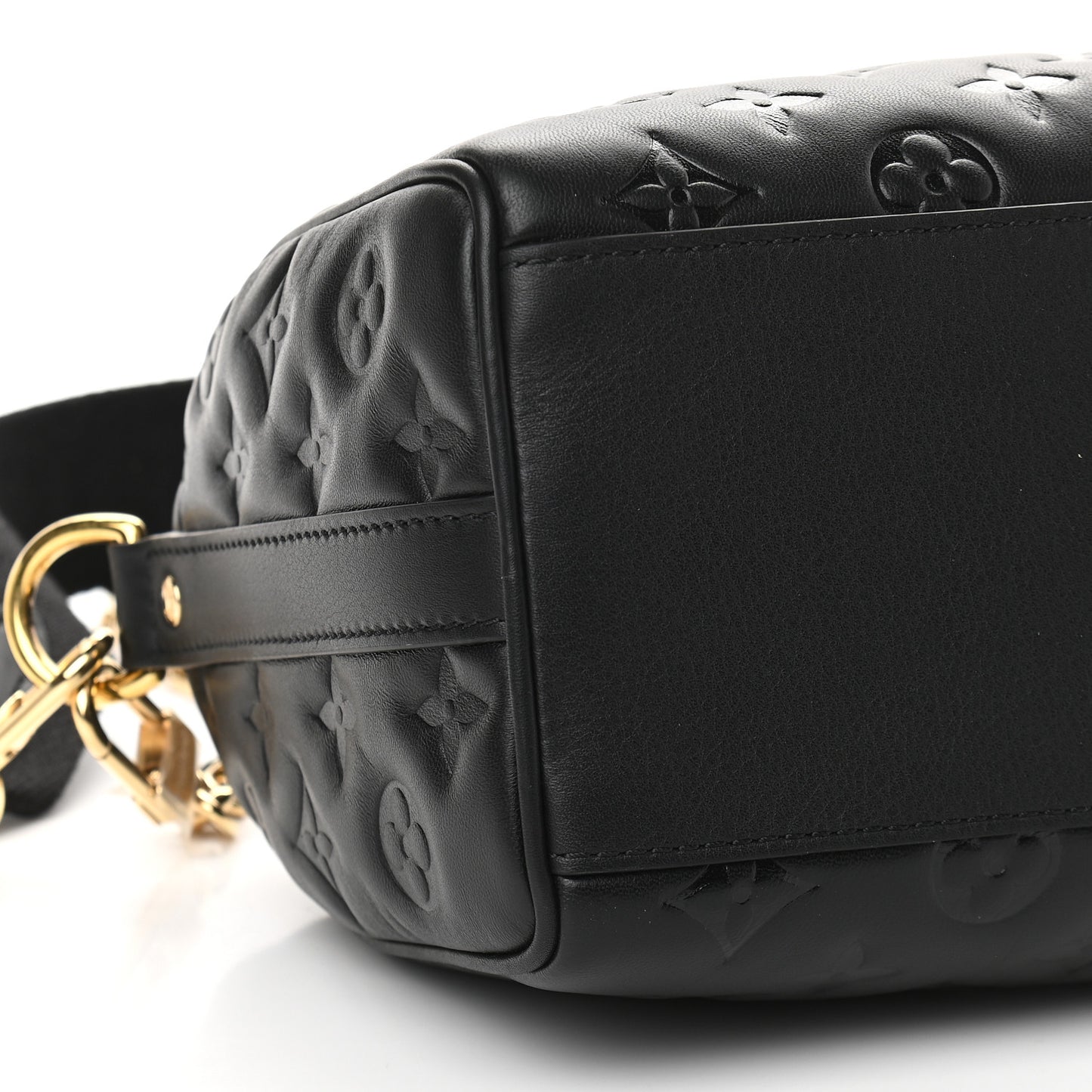 Lambskin Embossed Monogram Speedy 22 Bandouliere Black