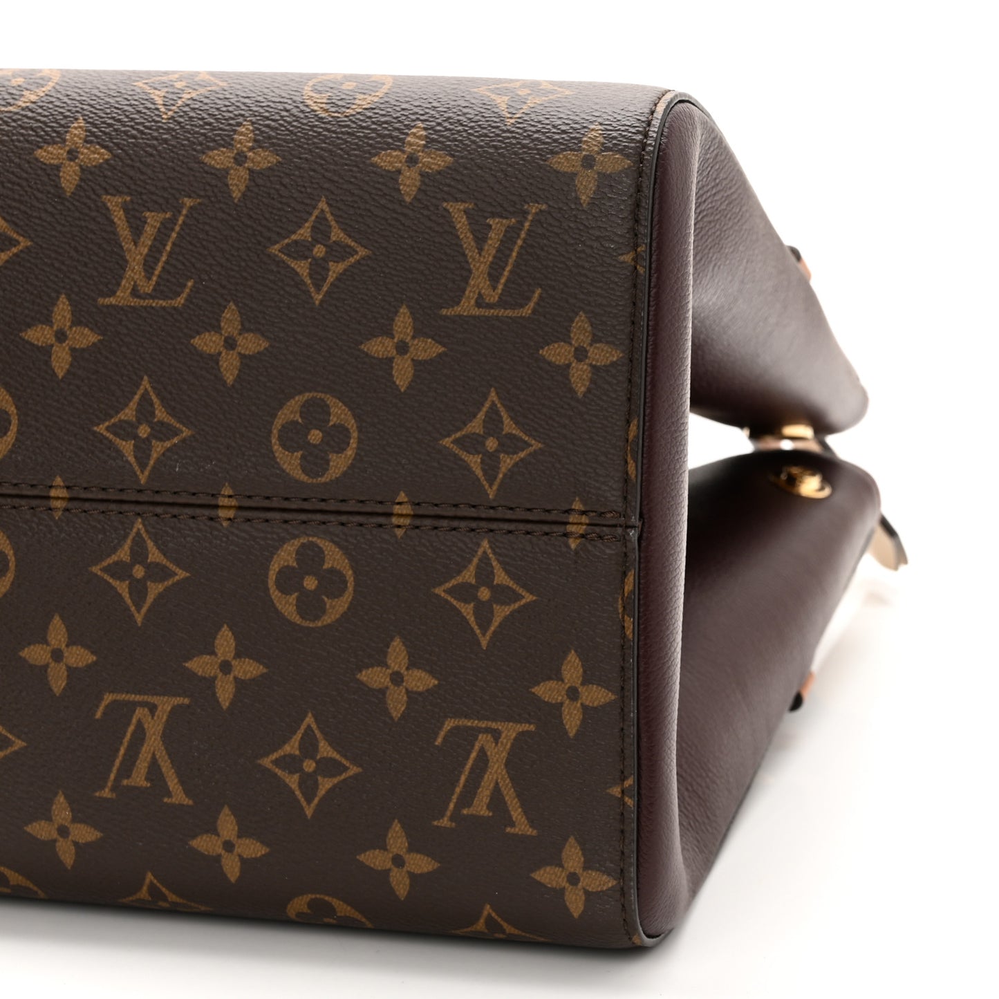 Calfskin Monogram Fold Tote MM Black Wine Cream