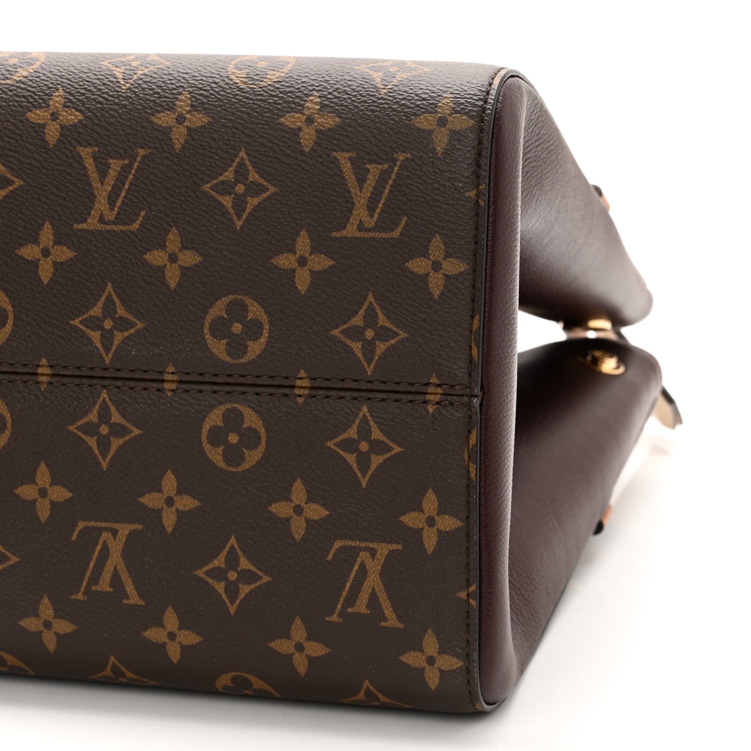 Louis Vuitton Calfskin Monogram Fold Tote MM Black Wine Cream 9 of 10