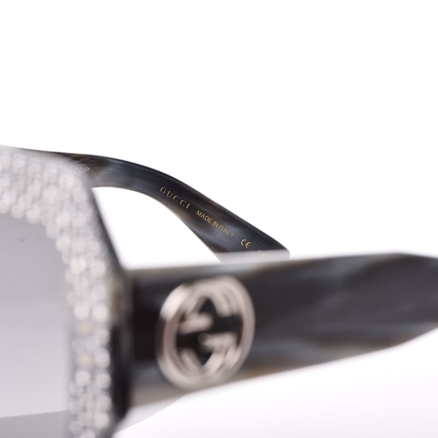 Gucci Crystal Square Frame Sunglasses GG0048S Grey 6 of 7