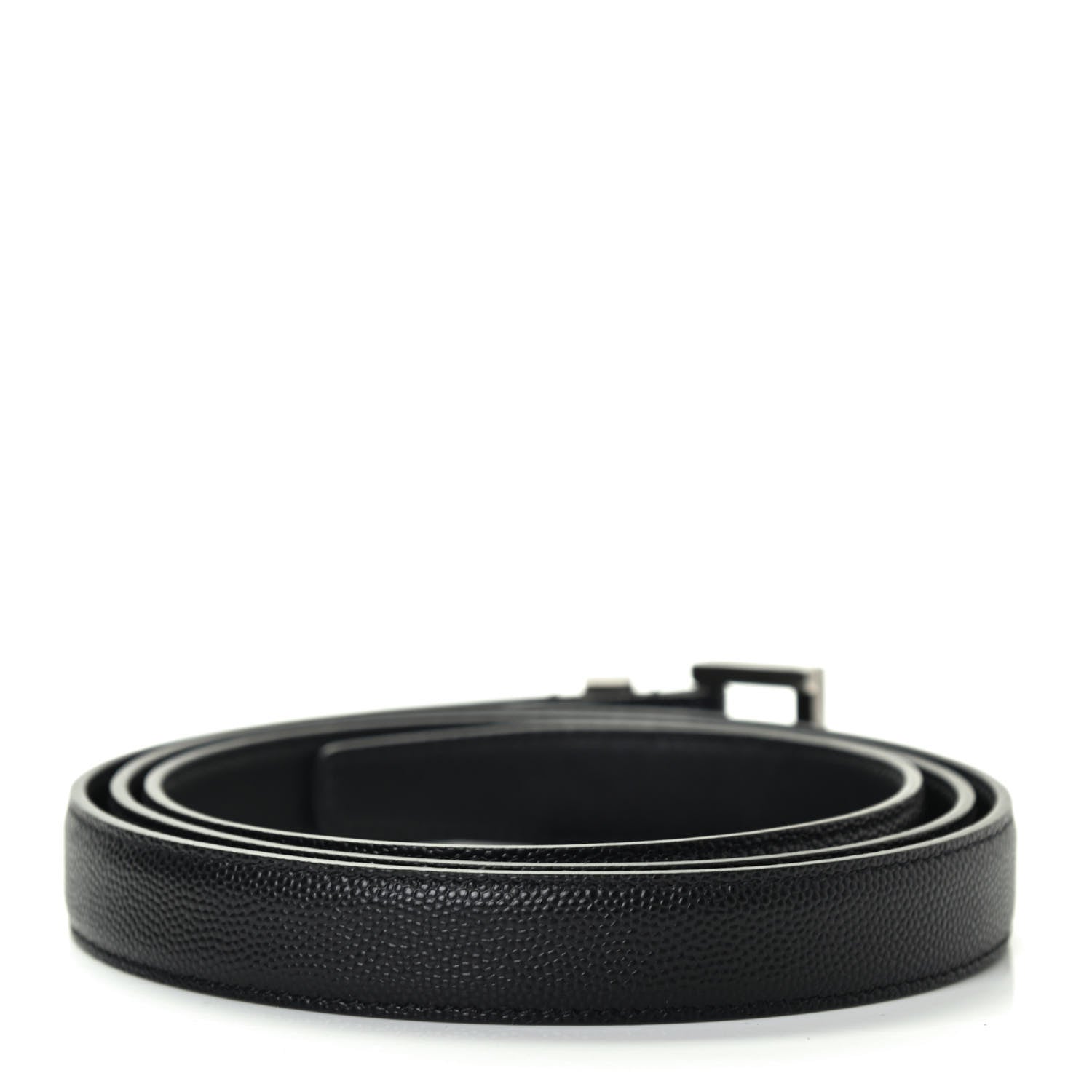 Saint Laurent Grain De Poudre Monogram Passant Buckle Belt 105 Black 2 of 4