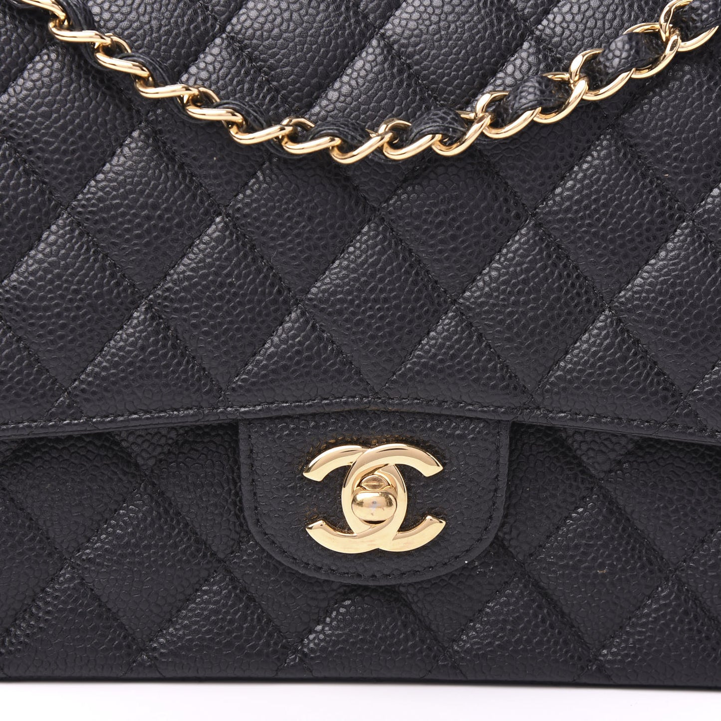 Caviar Quilted Medium Double Flap Black