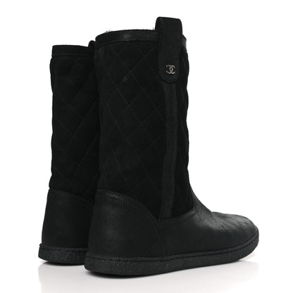 Chanel Suede Quilted High Boots 37.5 Black 4 of 7