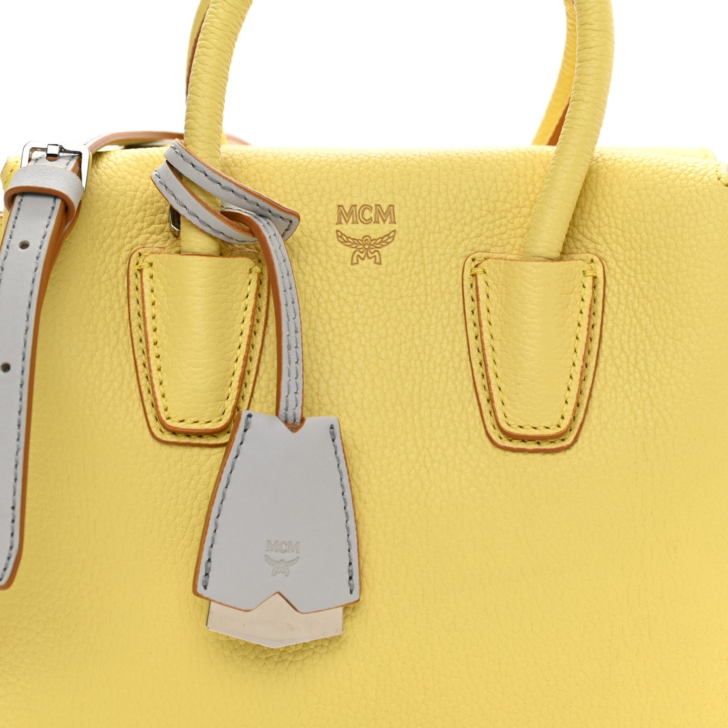 Grained Calfskin Mini Milla Tote Custard Yellow