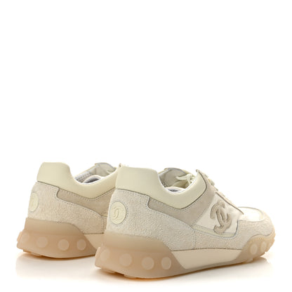 Chanel Mixed Fibers Suede Calfskin Womens CC Sneakers 40 Ivory 5 of 9