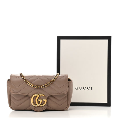 Gucci Calfskin Matelasse Super Mini GG Marmont Shoulder Bag Porcelain Rose 11 of 15