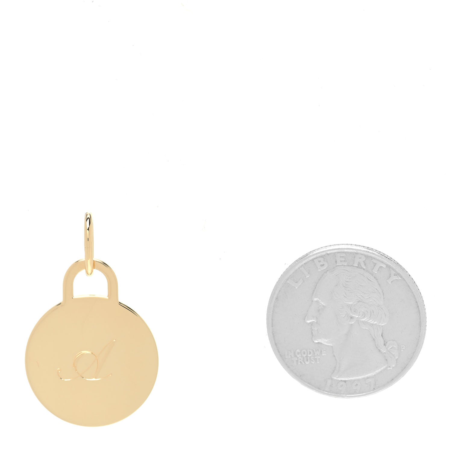 Tiffany 18K Yellow Gold Notes Large Letter A Disc Charm Pendant 2 of 3