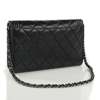 Chanel Lambskin Quilted Boy Wallet On Removable Chain WOC Black 3 of 8
