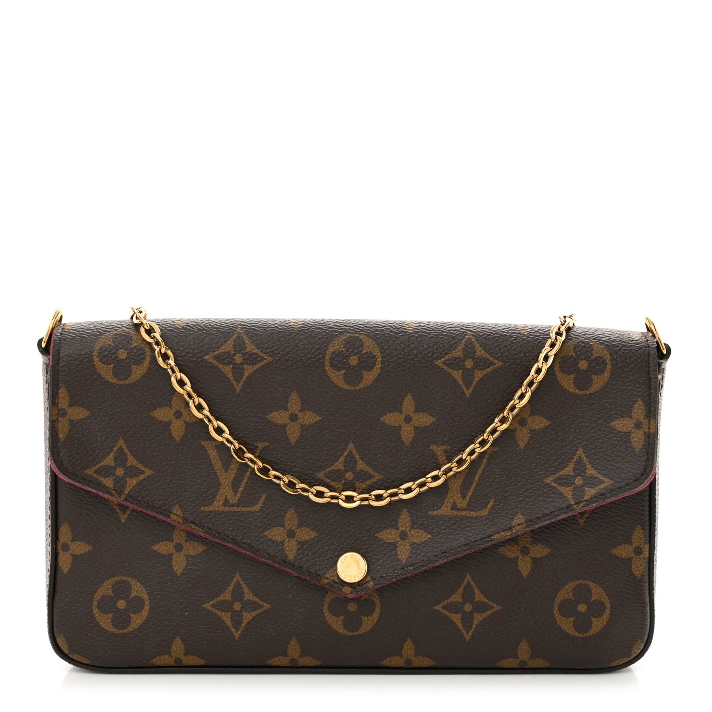 Monogram Pochette Felicie Chain Wallet Fuchsia