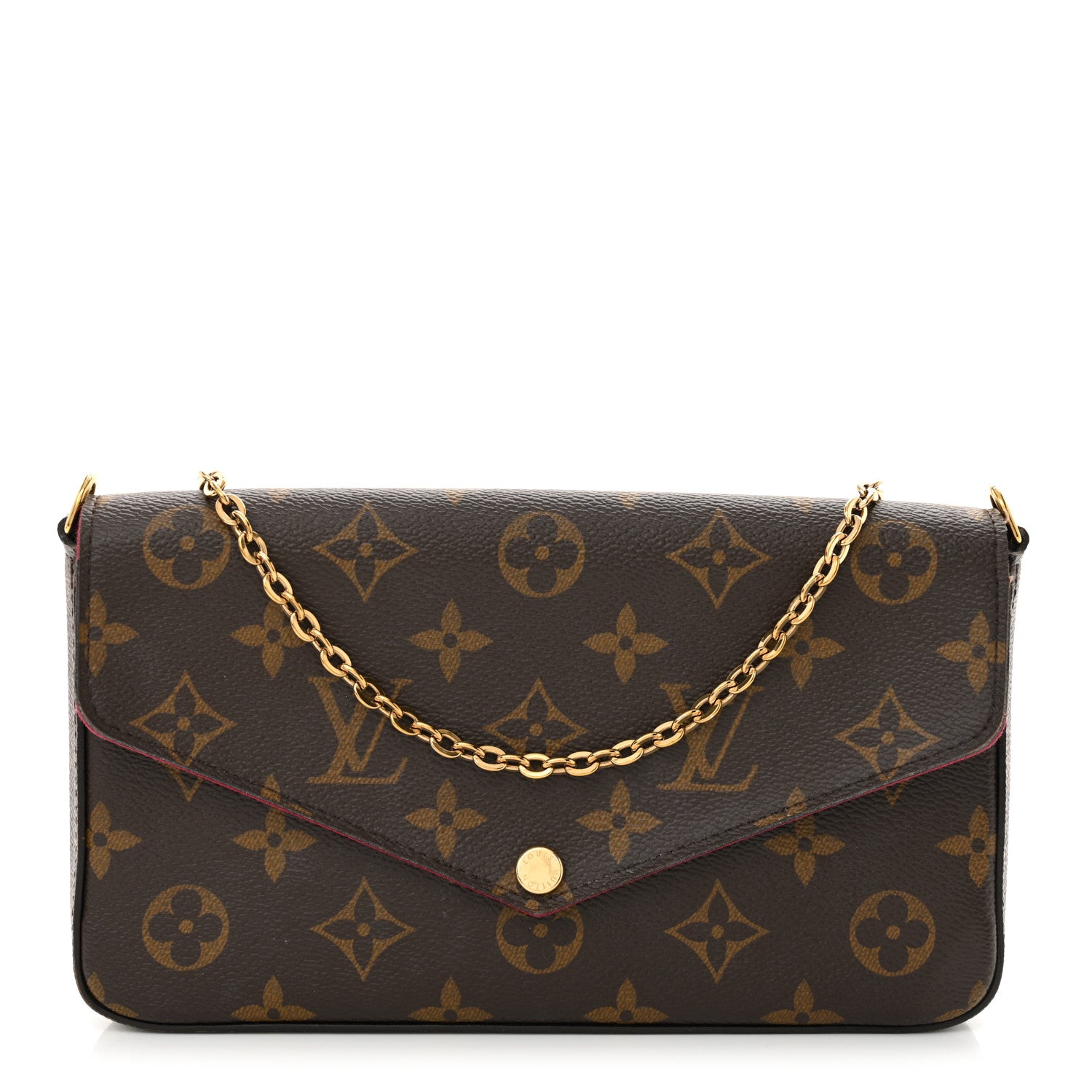 Louis Vuitton Monogram Pochette Felicie Chain Wallet Fuchsia 1 of 15