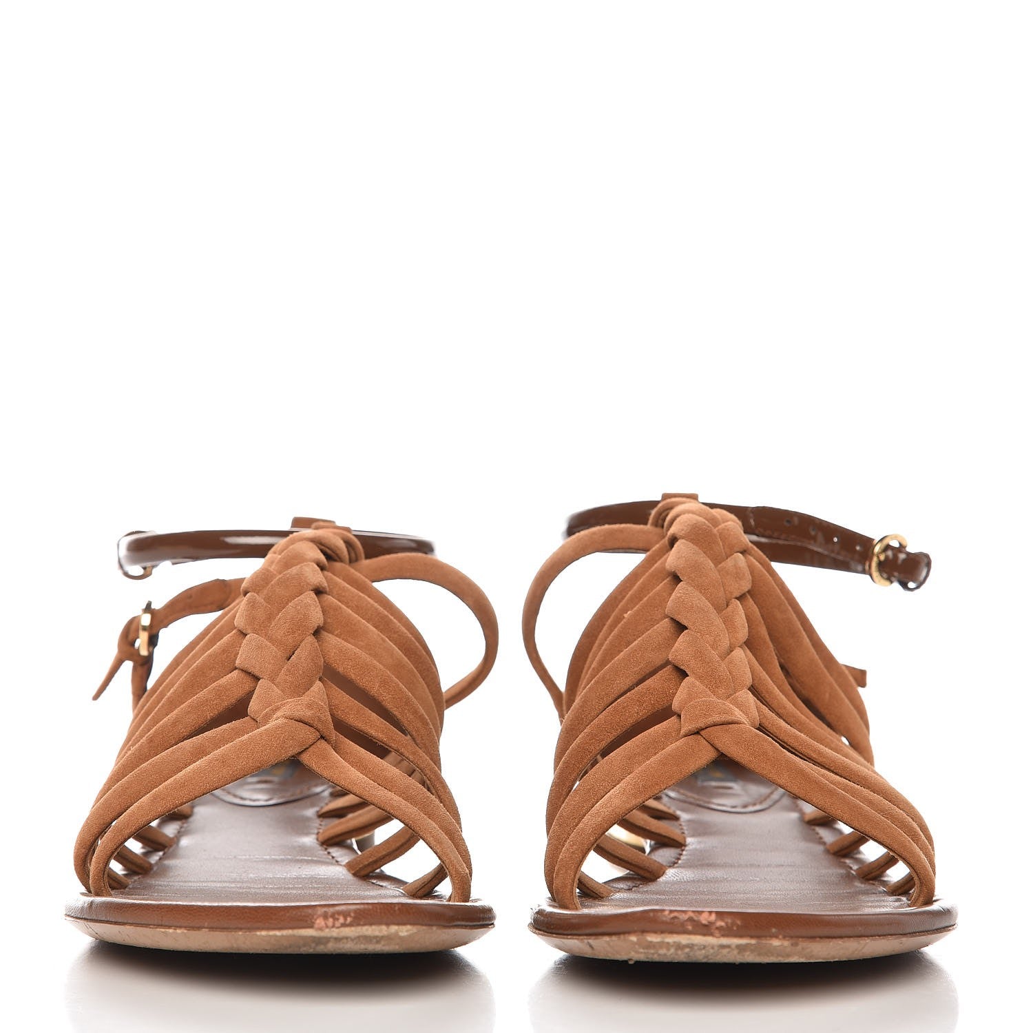 Louis Vuitton Suede Caged Flat Sandals 38.5 Tan 2 of 13