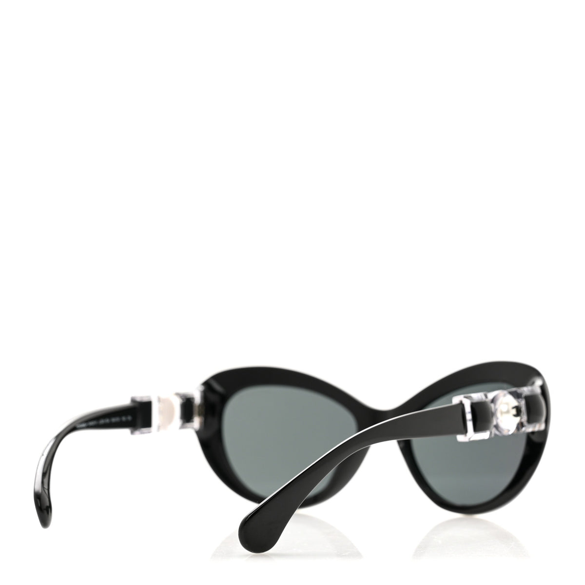 Acetate Glass Pearls Cat Eye Sunglasses 5443-H Black