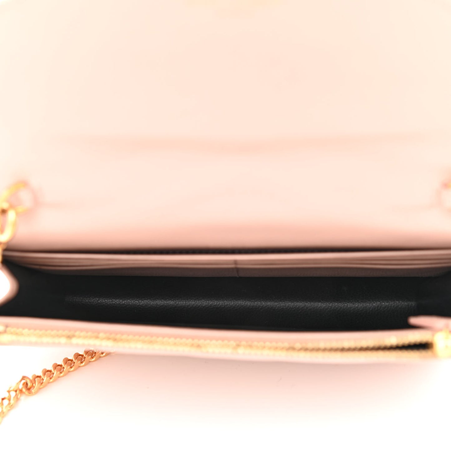Grain De Poudre Matelasse Chevron Monogram Envelope Chain Wallet Pale Pink