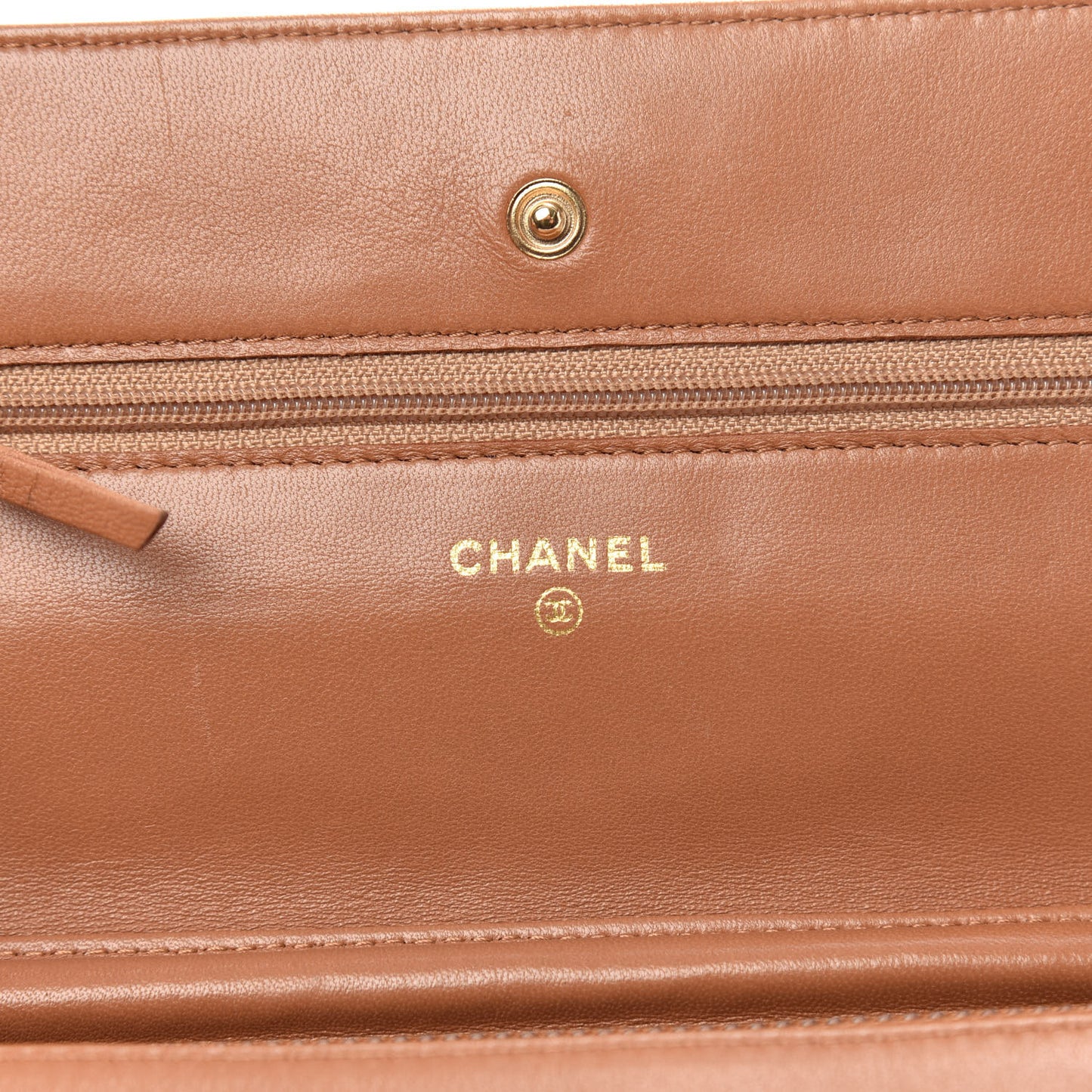 Lambskin Quilted Wallet on Chain WOC Brown