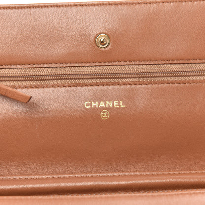 Chanel Lambskin Quilted Wallet on Chain WOC Brown 6 of 13