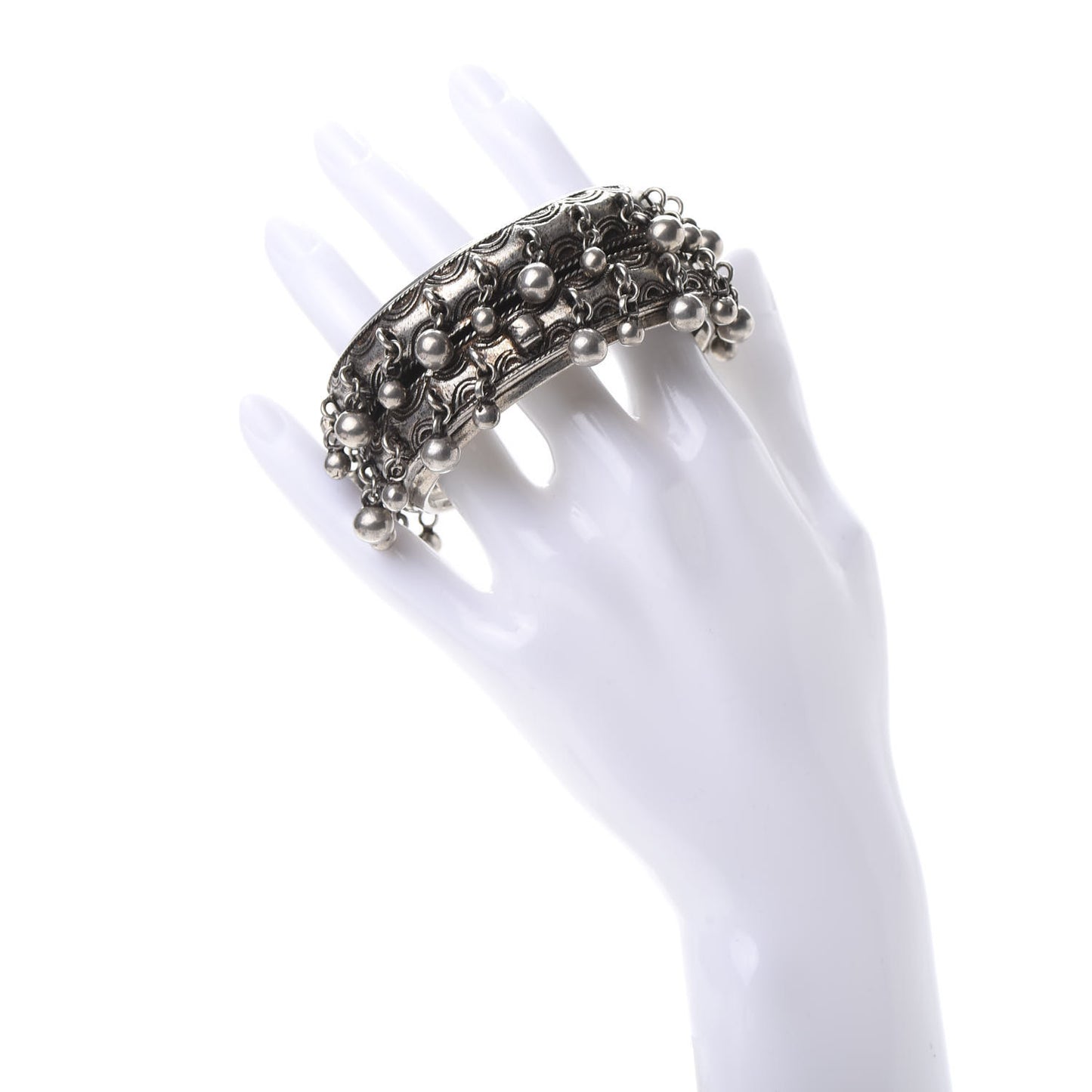 Brass Marrakech Bell Cuff Bracelet Argent Oxyde
