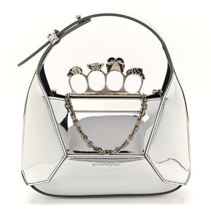 Alexander McQueen Metallic Jeweled Mini Hobo Bag Silver 1 of 11